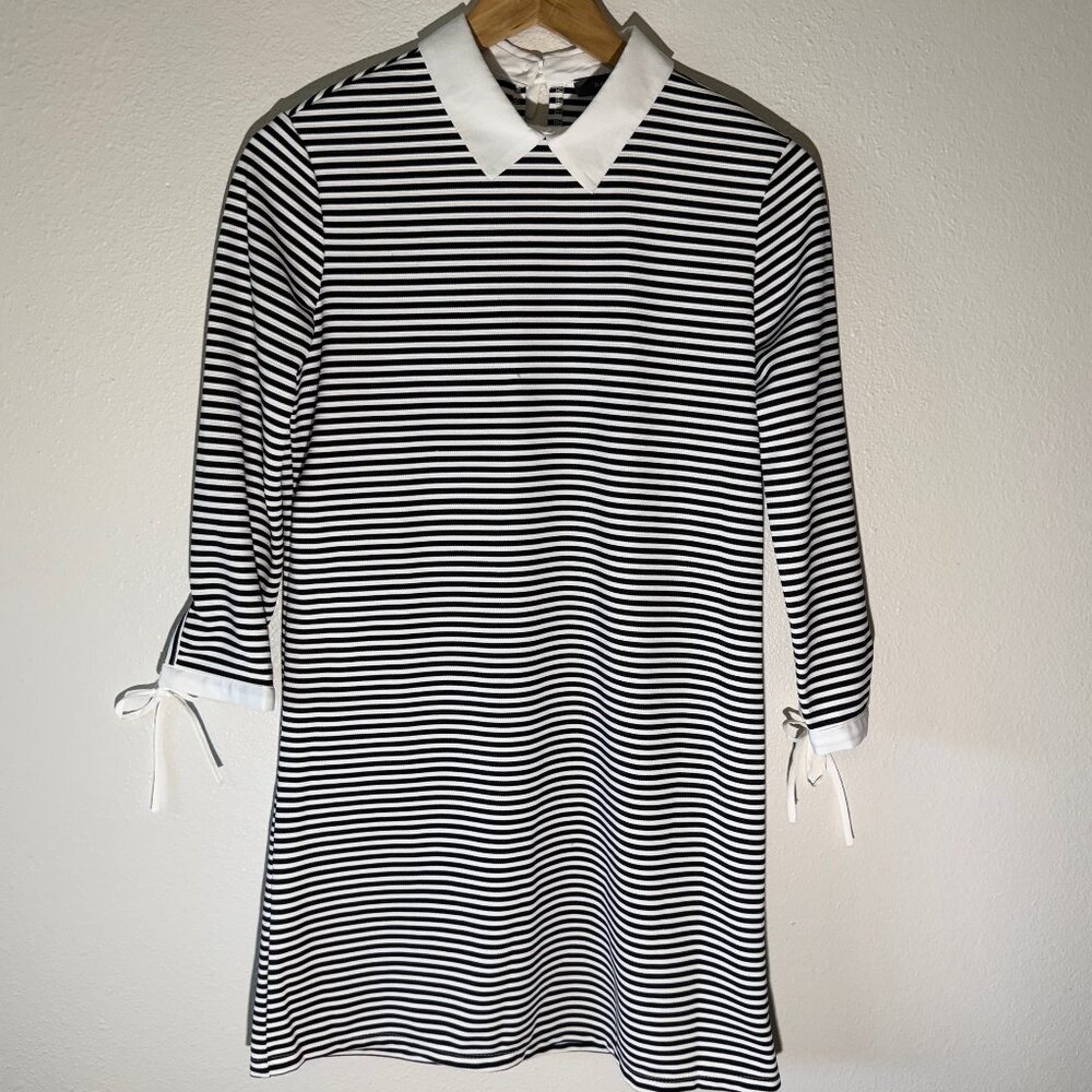 Primark Black White Striped Collared Pullover Dress Size 4